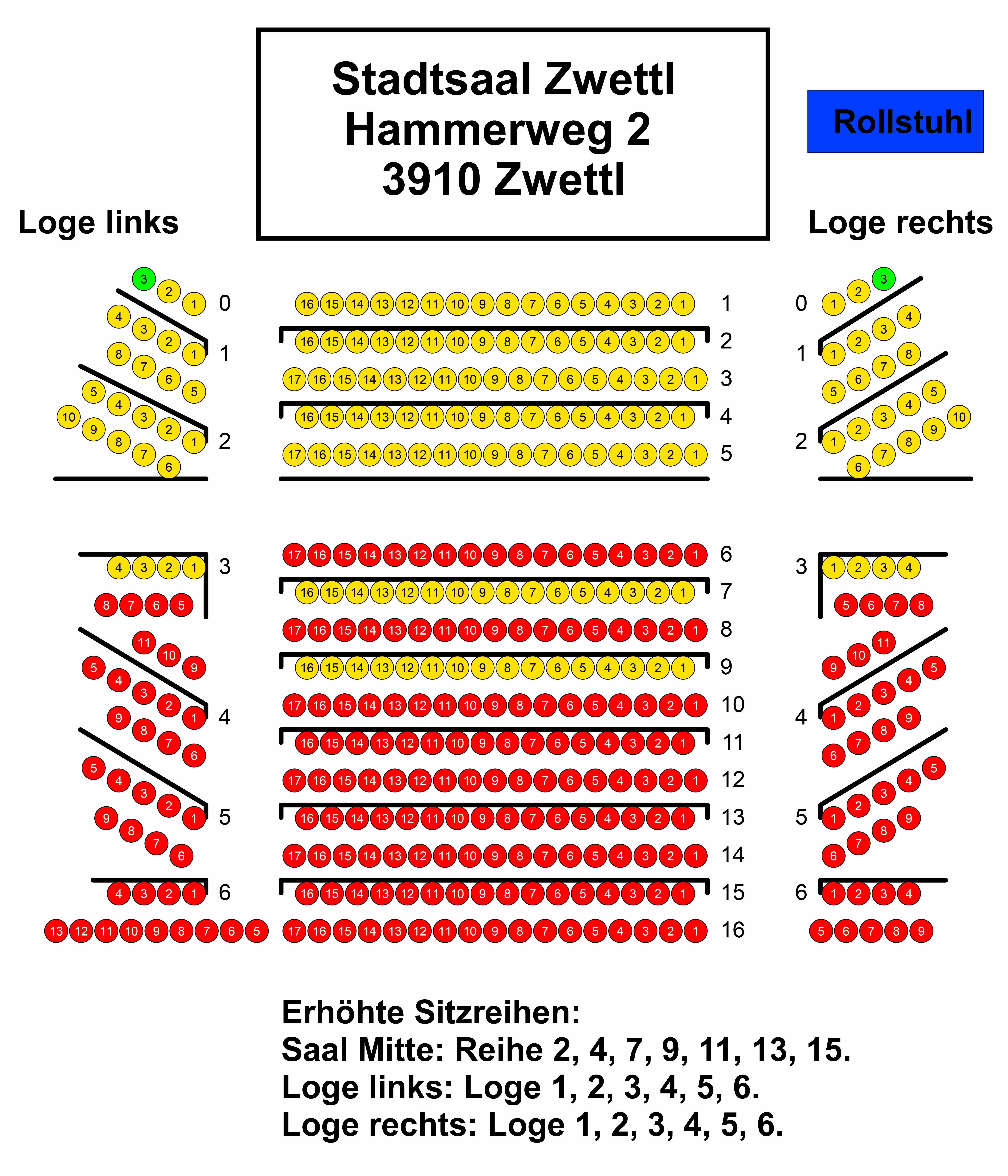 Sitzplan für den Stadtsaal Zwettl